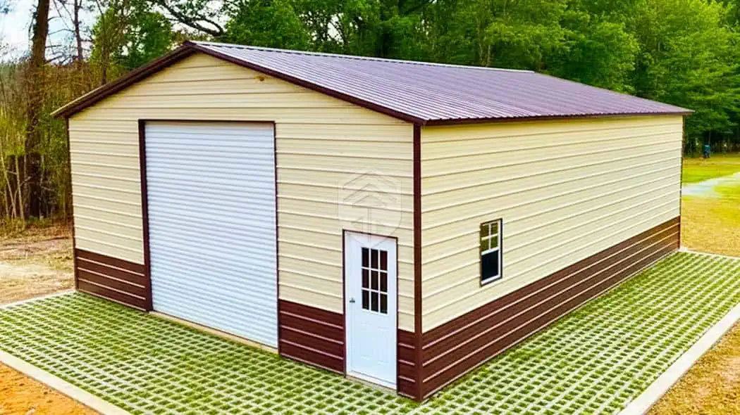 The Beige 30x40x12 Metal Garage